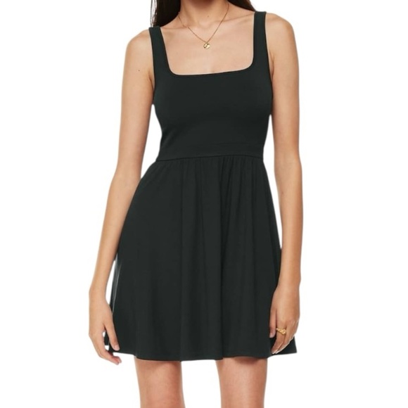 ARITZIA | WILFRED Market Mini Dress Black Square Neck Tank Sleeveless Jersey XS - Picture 1 of 9